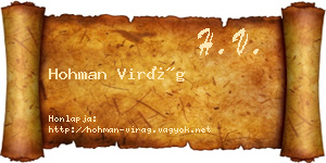 Hohman Virág névjegykártya